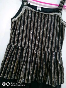 Sparkling Black Sequined shrara suit set for girls