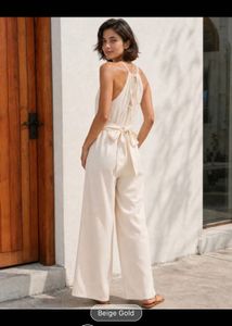 Elegant Beige Gold Jumpsuit