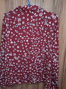 Maroon Floral Print Y2K Shirt🌸