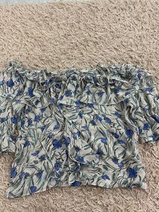 Floral Ruffle Off-Shoulder Blouse
