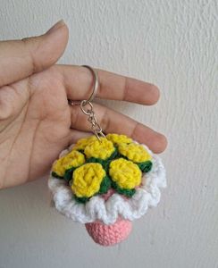 Crochet Flower Bouquet Keychain