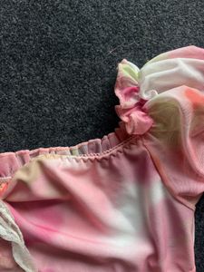 Pink Tie-Dye Off-Shoulder Crop Top