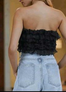 Ruffle Strapless Crop Top