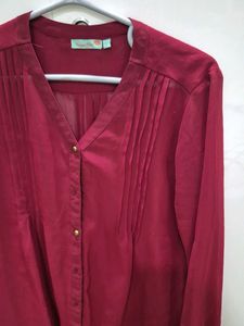 Burgundy Button-Up Blouse