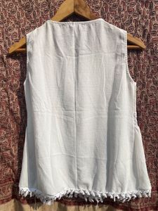 Ivory League Lace Trim Peplum Top