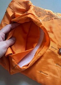 Orange Kurta Set With Minimal Work