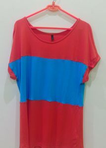 Orange and blue Tshirt for women
