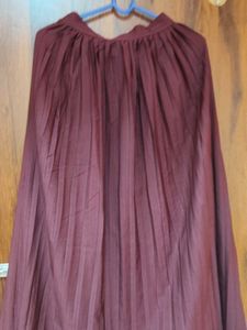 Maroon Pleated Ethnic Skirt