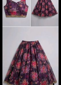 Floral Print Lehenga Choli Set without dupatta