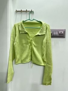 Ribbed Knit Tie-Front Crop Top