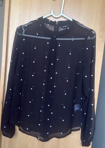 Elegant Black Star Print Blouse
