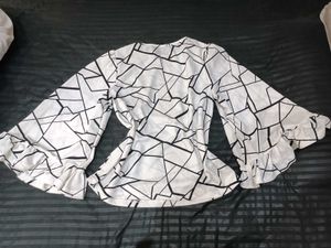 Stylish White Patterned Top