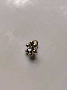 Gold-Plated Floral Nose Pin with Stone Unused
