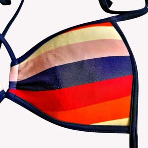 Colorful Striped Bikini Top