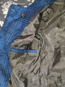 Chic Blue Plaid Double-Breasted korean style Jacke