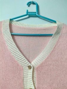 Pink Knit Cardigan Top