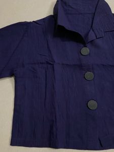 Cropped Navy Blue Shirt