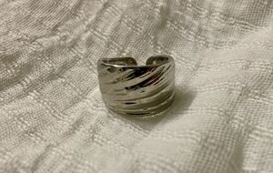 Silver Toned Textured Statement Ring