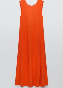 New One Zara Bright Orange Full Length A Line Dres