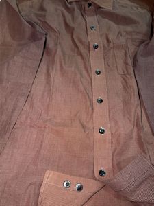 Men's Long Sleeve Brown Dress Shirt.