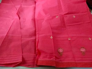 Pink Dhaga Work Saree Pure cotton 🩷