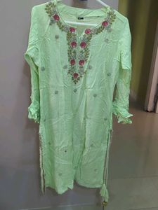 Embellished Lime Green Kurta Set