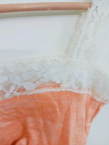 Chic Lace Trim Peach Tank Top