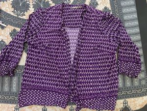 Stylish Purple Printed Kimono Cardigan(shrug)