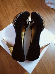 Black Velvet Rhinestone Heels