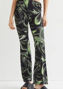 Green cut out detail pattern trouser