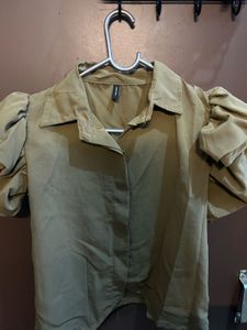 Olive Green Puff Sleeve Top