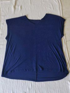 Women's Blue V-Neck Tunic Top