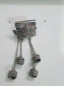 Silver Butterfly Jhumka Earrings
