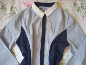 Striped Panel Button-Up Shirt