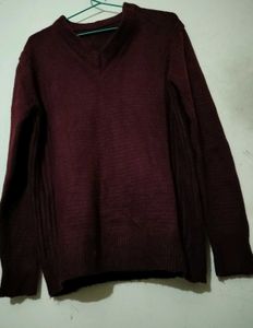Men's V-Neck Burgundy Sweater