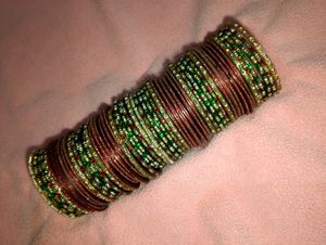 Maroon Coloured Stone Glass Bangles Set