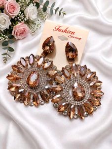 💖 Champagne Gold Sunburst Earrings - Big Statemen
