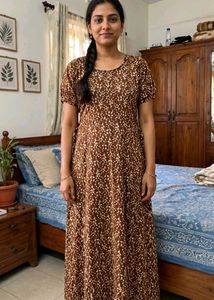 Boho Brown Floral Maxi Dress