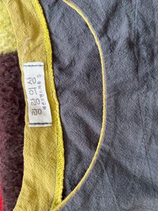 Dark Grey Kurta with Yellow Accent
