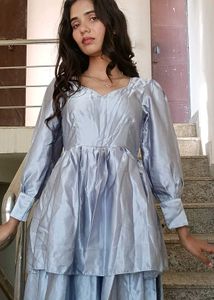 Elegant Blue Tiered Dress