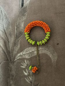 Vibrant Orange & Lime Green Beaded Bracelet