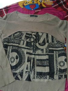 Myaa Two-Tone Sweater Knit Top