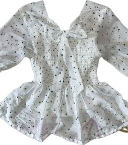 pinteresty korean Polka Dot Bow Top