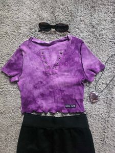 Purple Tie-Dye Cropped Top