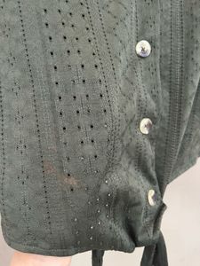 Olive Green Tie-Front Top
