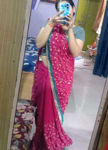 Pink stone work Saree.