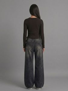 Ribbed Graphic Print Ruched Top