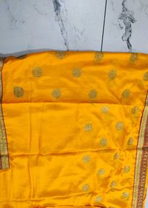 Vibrant Yellow Silk Saree
