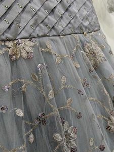 Girl's Grey Embroidered Dress