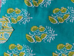 Teal Printed Kurta Set with DupattaUnstitched)